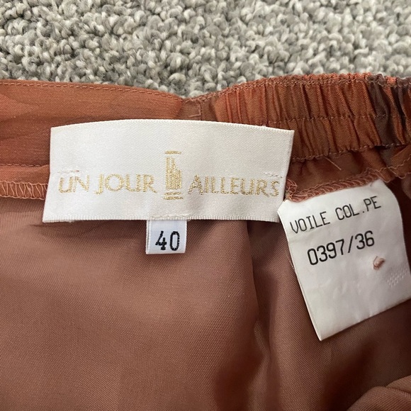 Un Jour Ailleurs Orange Vintage Print Full Length Skirt Women's Size 10 FR 40 - Picture 6 of 7
